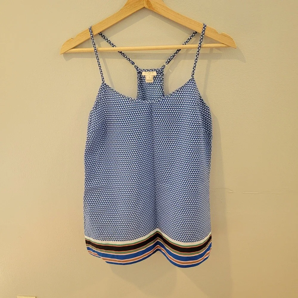 J Crew Camisole Women's Size 2 Blue Tank Top Cami Spaghetti Strap Blouse Boho‎